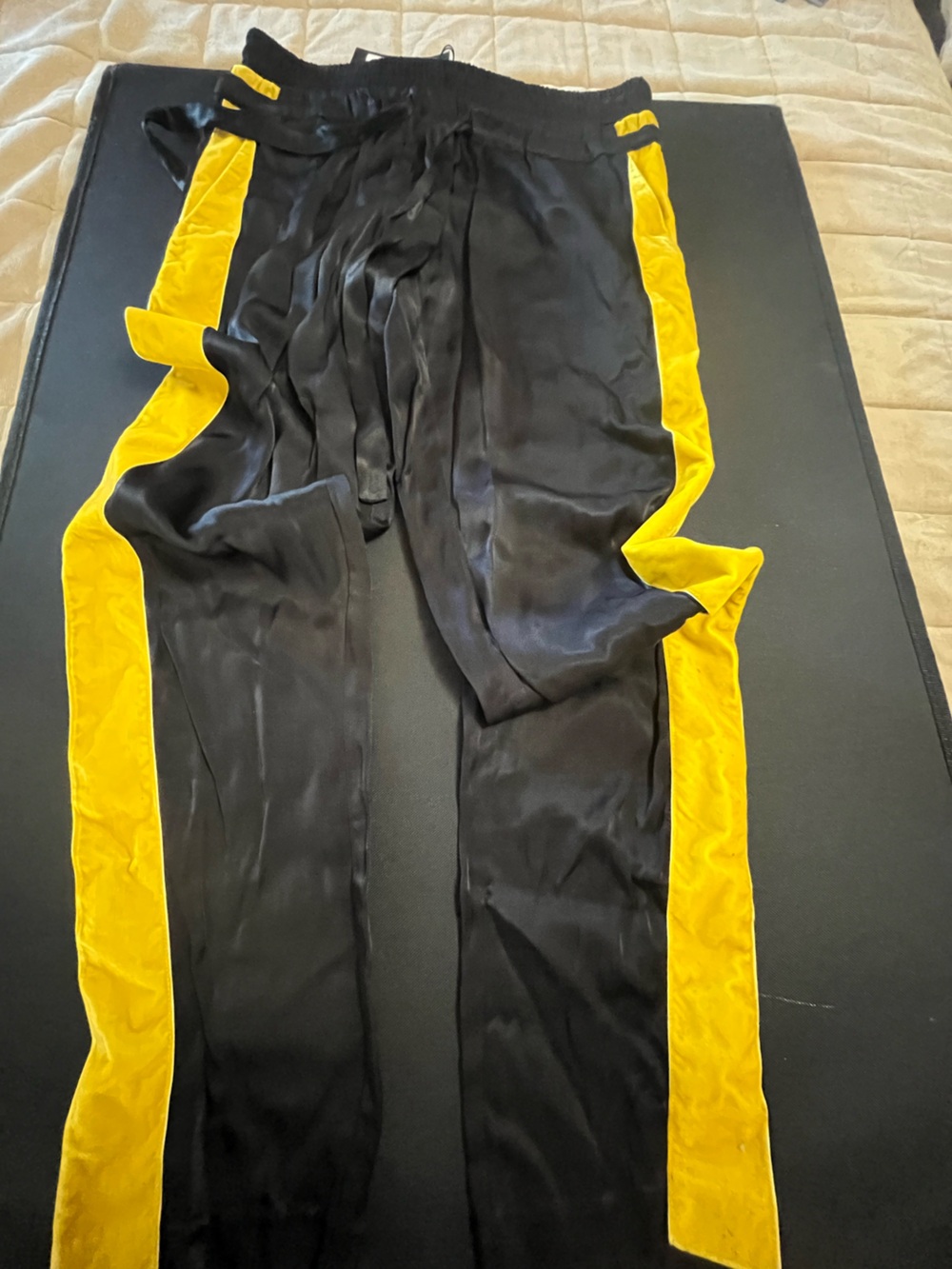 The Kooples Black Elastic Waist Satin-Trim Pants Medium/Large NWT